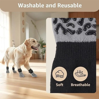 Chaussettes Antidérapantes avec Sangles : Adhérence Parquet & Protection (Lot de 4)