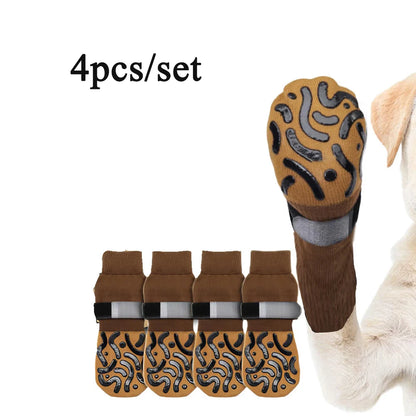 Chaussettes Anti-Léchage & Antidérapantes : Motif Léopard (Protection Parquet)