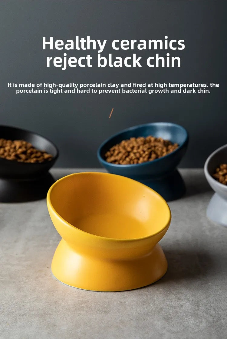 Gamelle Orthopédique Céramique Inclinée 15° – Anti-Vomissement & Confort Cervical