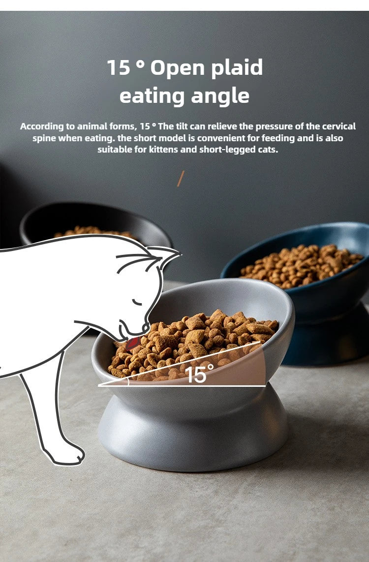 Gamelle Orthopédique Céramique Inclinée 15° – Anti-Vomissement & Confort Cervical