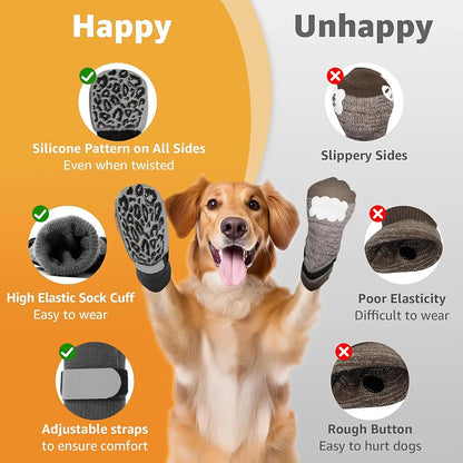 Chaussettes Anti-Léchage & Antidérapantes : Motif Léopard (Protection Parquet)