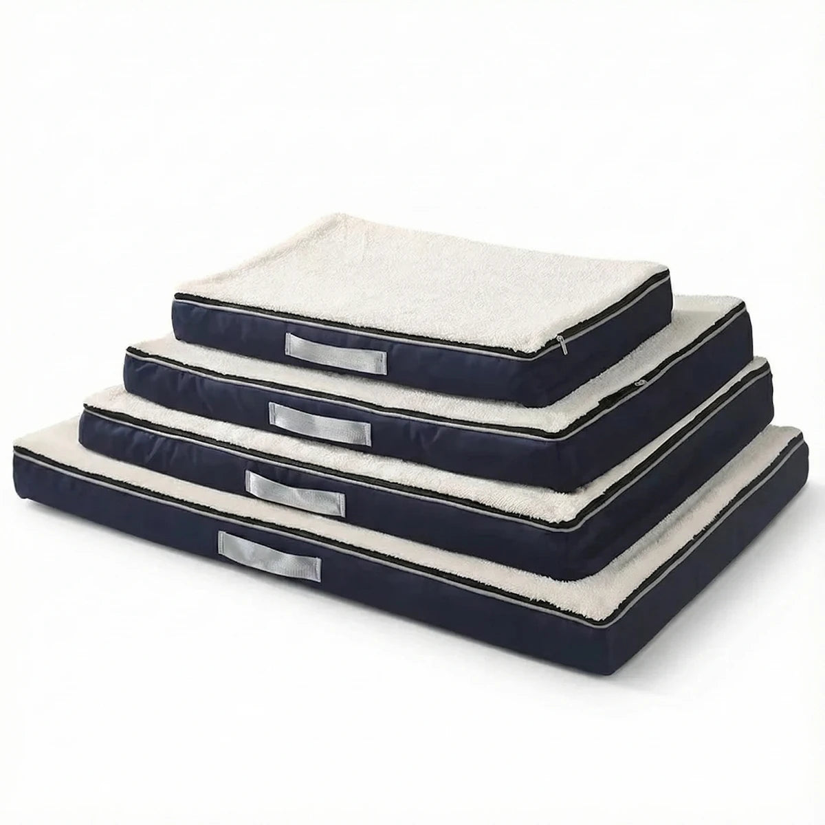 Lit orthopédique pour chien à mémoire de forme avec housse lavable bleu marine - Disponible en plusieurs tailles pour soulager les articulations.