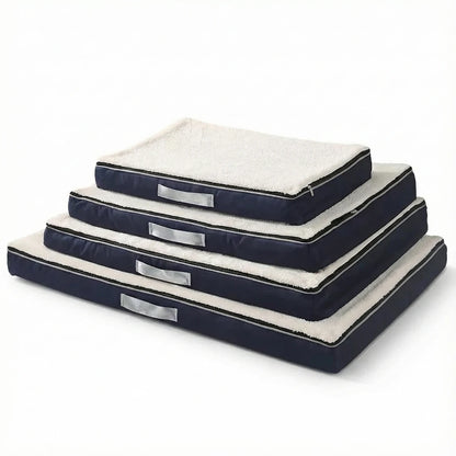 Lit orthopédique pour chien à mémoire de forme avec housse lavable bleu marine - Disponible en plusieurs tailles pour soulager les articulations.