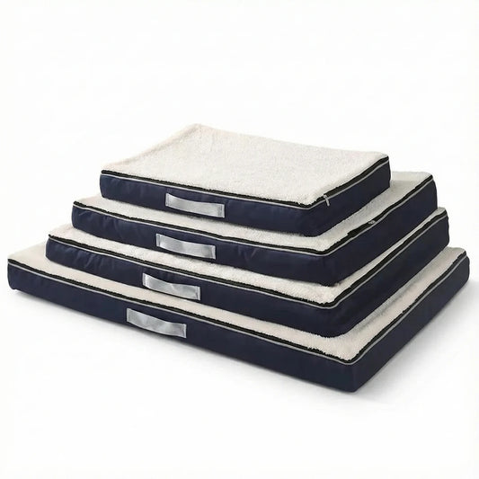 Lit orthopédique pour chien à mémoire de forme avec housse lavable bleu marine - Disponible en plusieurs tailles pour soulager les articulations.